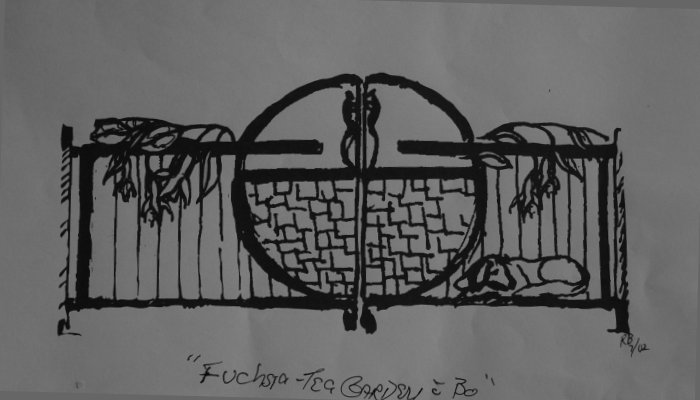 Decorative Gates #2y:'Fuchsia-Tea Garden, with Bo'